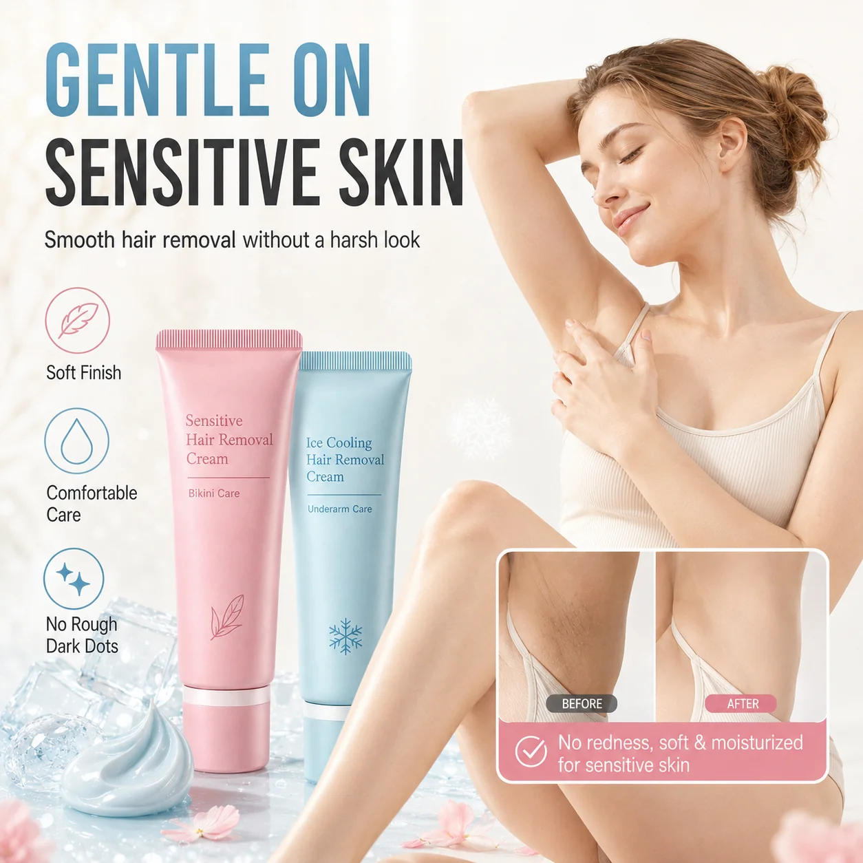 🥳 Hair Removal Cream – Enriched with Rose & Lavender Oil, Niacinamide Brightening – Inhibits Regrowth, Longer-Lasting Smoothness! 💖💨