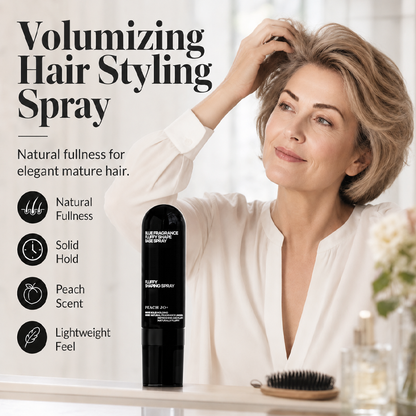 🎉 👩 Peach-scented volumizing & setting spray—for lightweight, bouncy hair and long-lasting hold.
